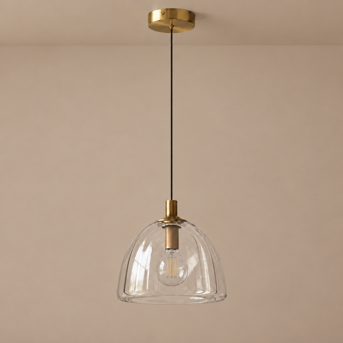 Modern Pendant Light - Clear Glass & Brass Casalola Lights Luxury Lamps for Interior Designers