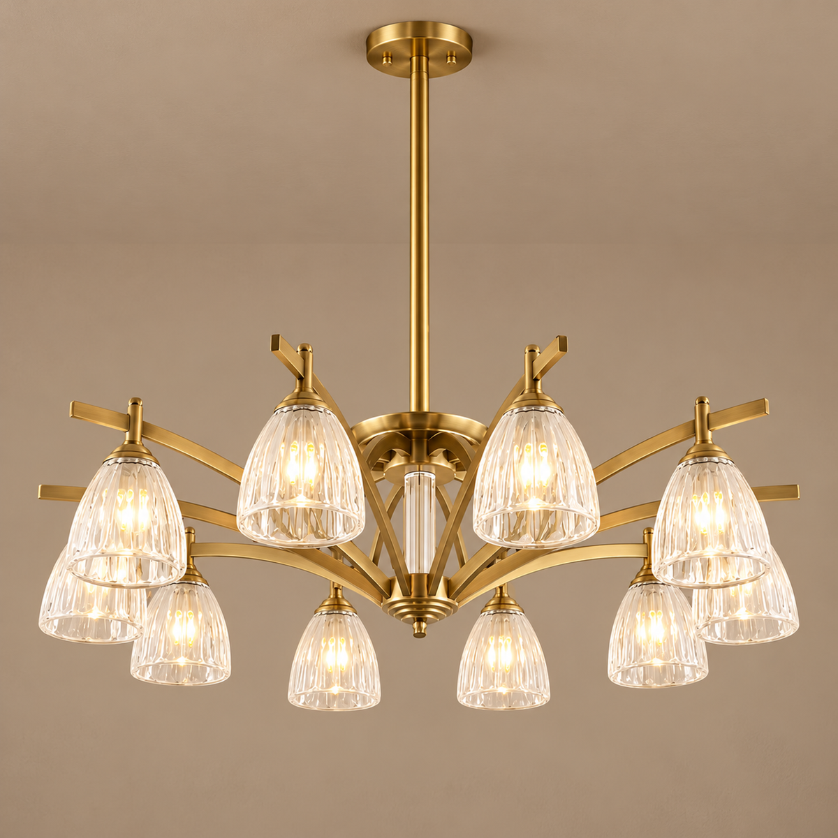 Semi Flush Mount Ceiling Light - Brass & Fluted Glass Casalola Lights Luxury Lamps for Interior Designers