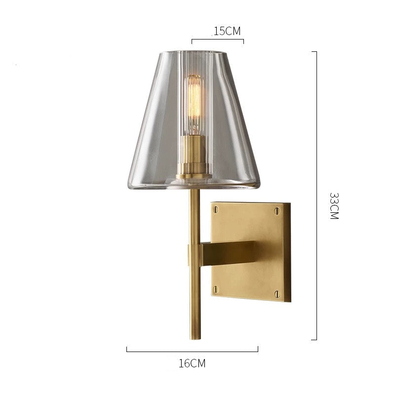 Brass Wall Sconce – Clear Glass E14 Bedside & Bathroom Vanity Light