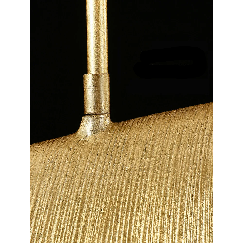 Textured Brass Dome Pendant Light | Leaf-inspired Linear Fixture | Sculptural Lighting for Island Dining or Office