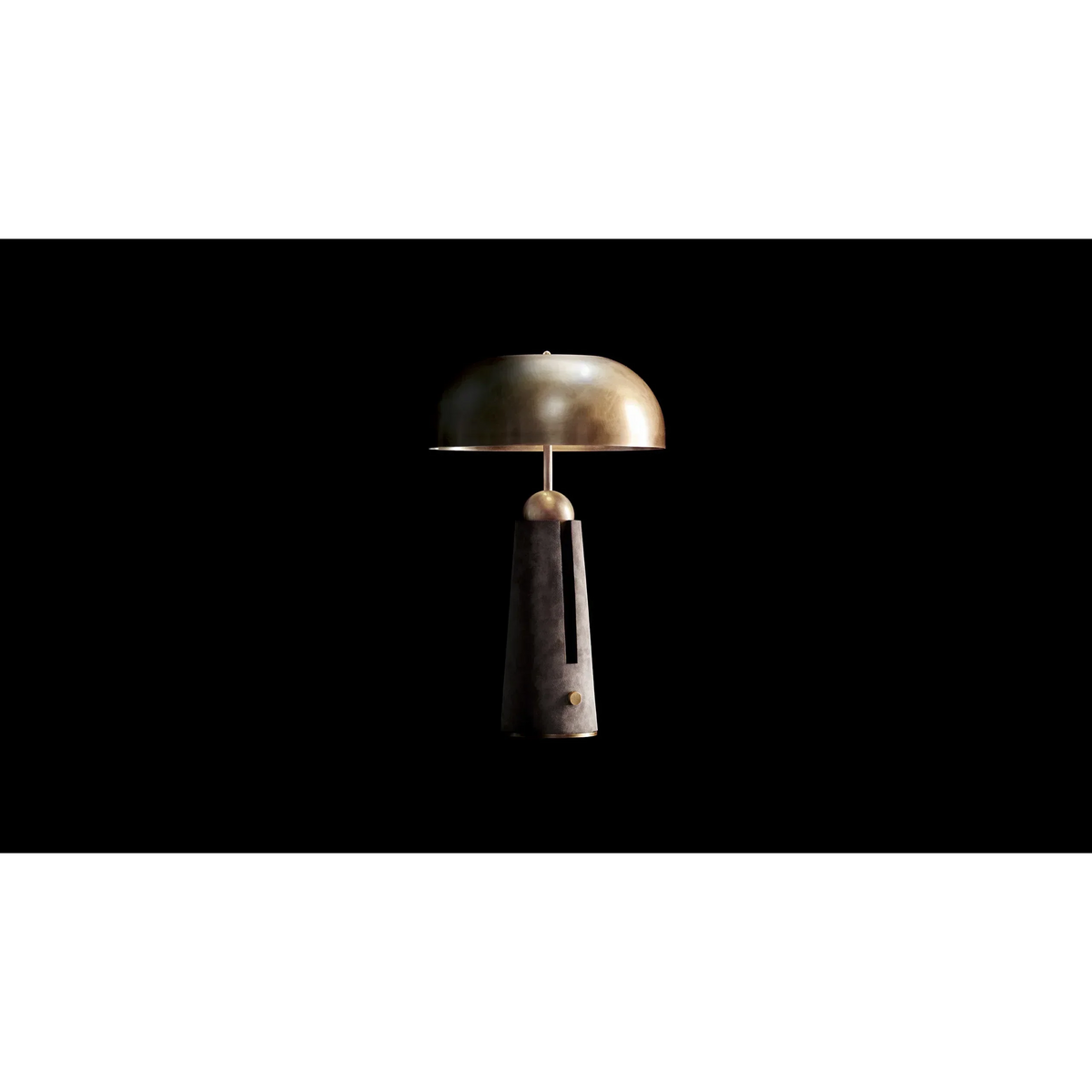 Gold Brass and Leather Table Lamp for Bedroom Office Desk | Dome Shade Mid Century Dimmable Option Casalola Lights