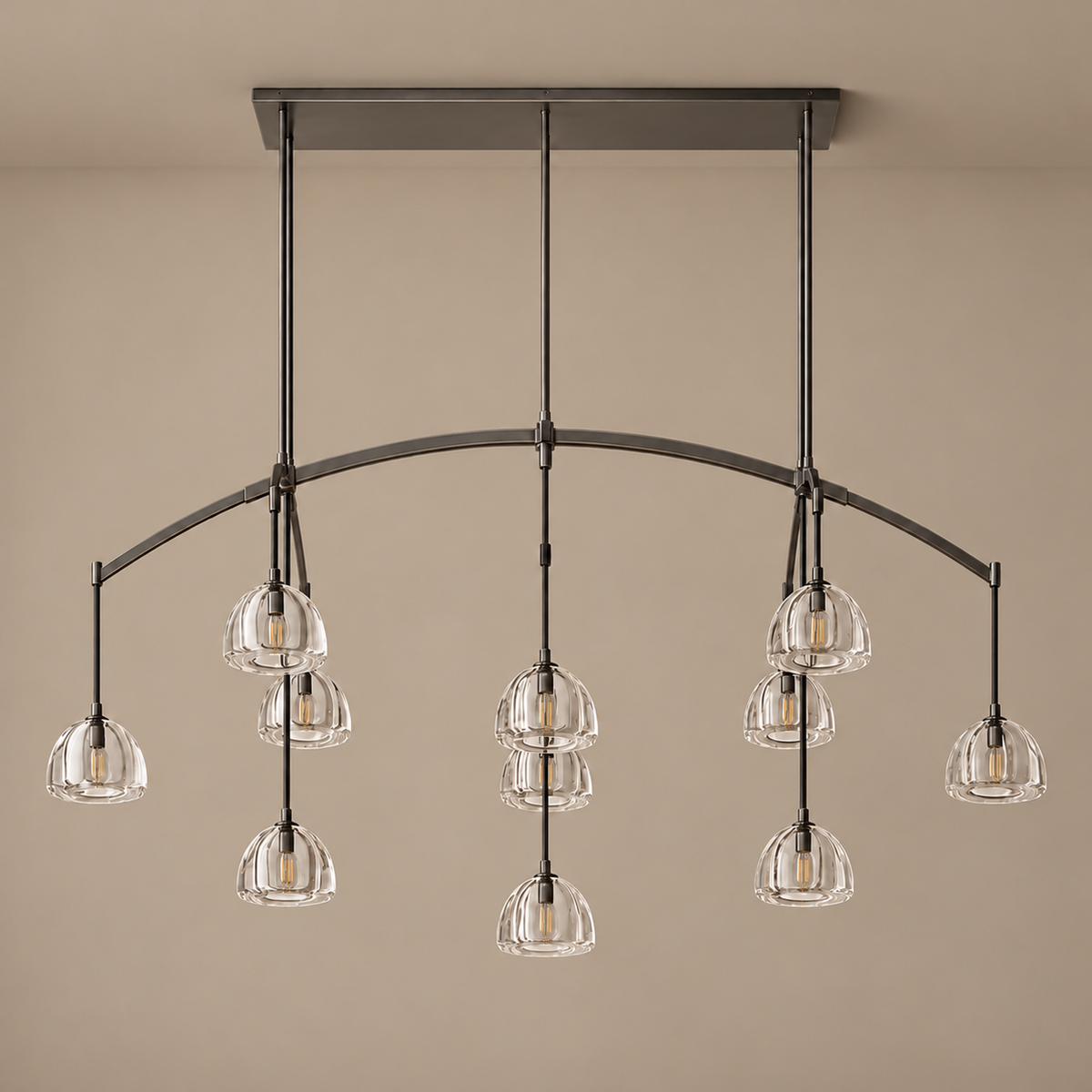 Linear Chandelier - Hand-blown Glass Drops Casalola Lights Luxury Lamps for Interior Designers