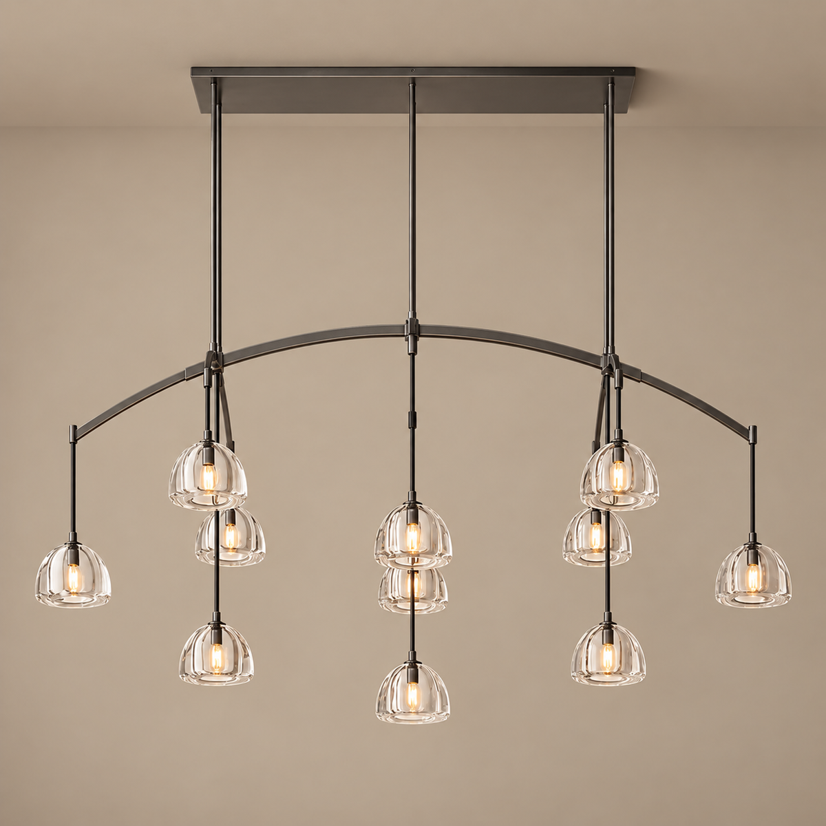 Linear Chandelier - Hand-blown Glass Drops Casalola Lights Luxury Lamps for Interior Designers