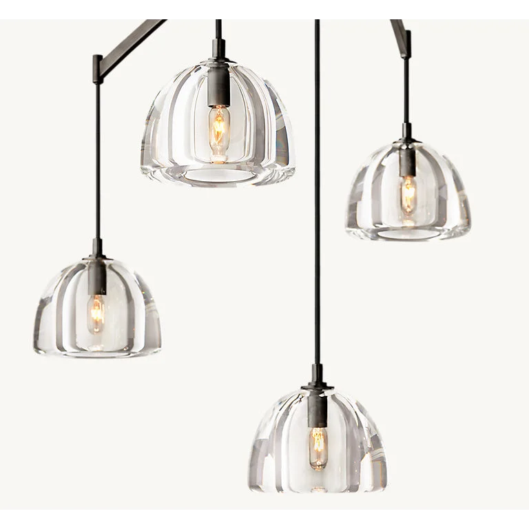 Brass Linear Glass Chandelier | Casalola Art Deco Pendant Light