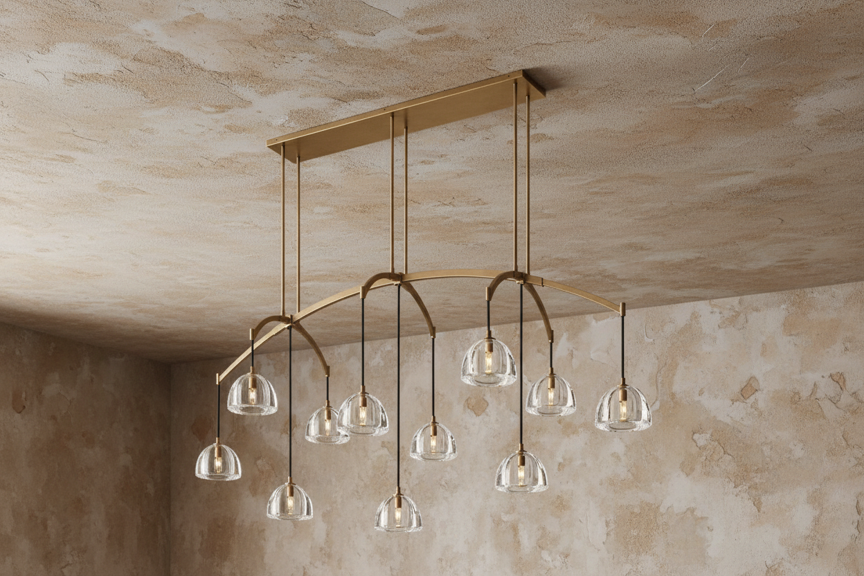 LAMPADARIO LINEARE IN VETRO E OTTONE | CLHRH5820L