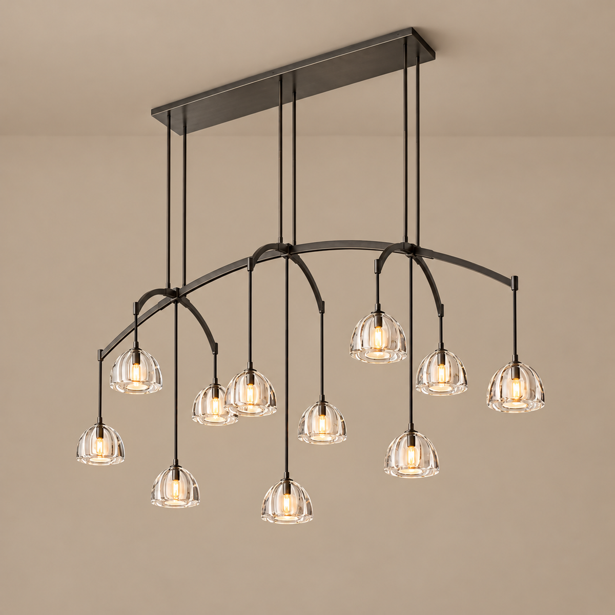 Linear Chandelier - Hand-blown Glass Drops Casalola Lights Luxury Lamps for Interior Designers