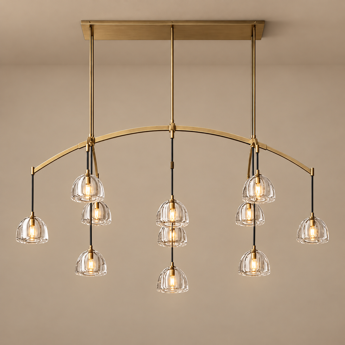 Linear Chandelier - Hand-blown Glass Drops Casalola Lights Luxury Lamps for Interior Designers