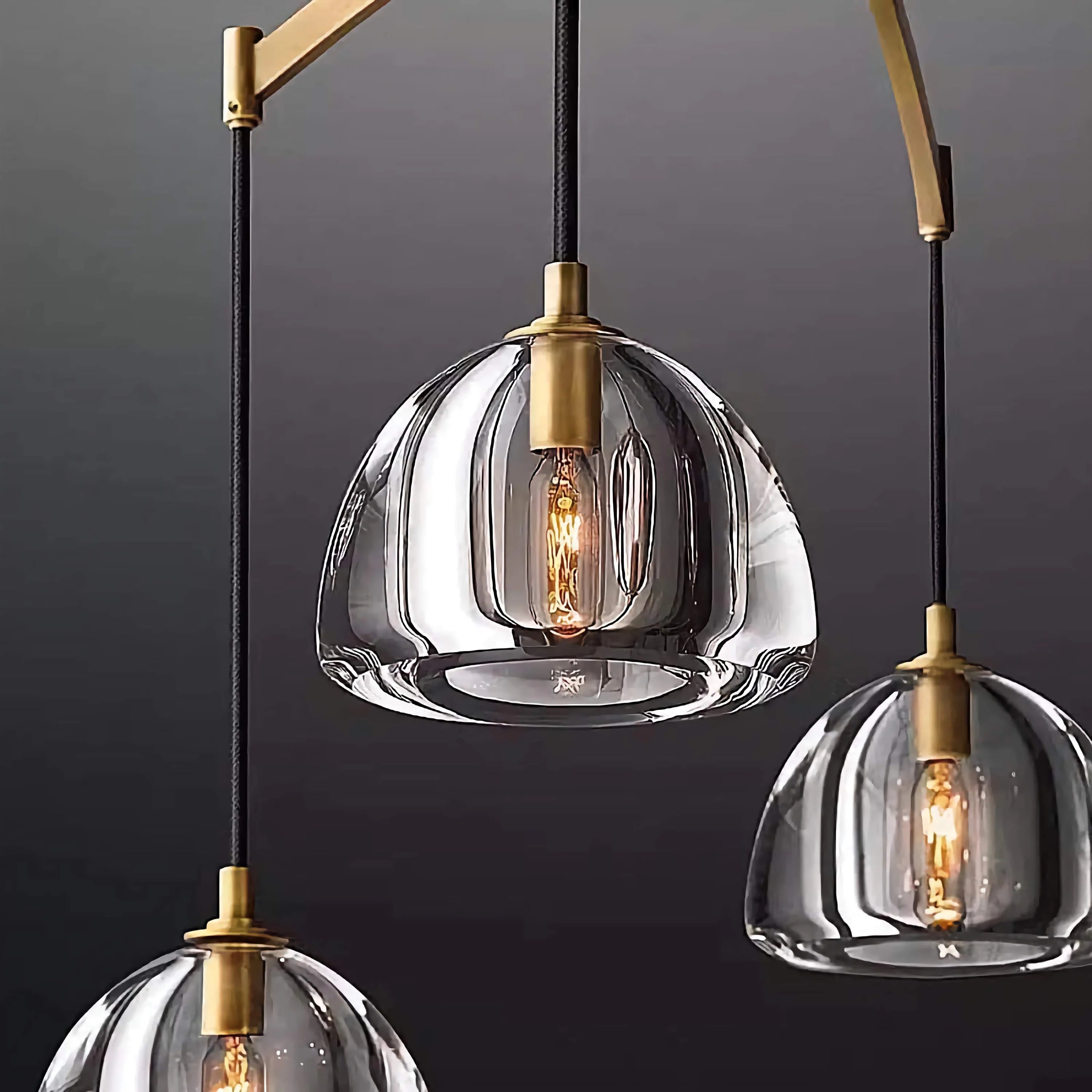 Brass Linear Glass Chandelier | Casalola Art Deco Pendant Light