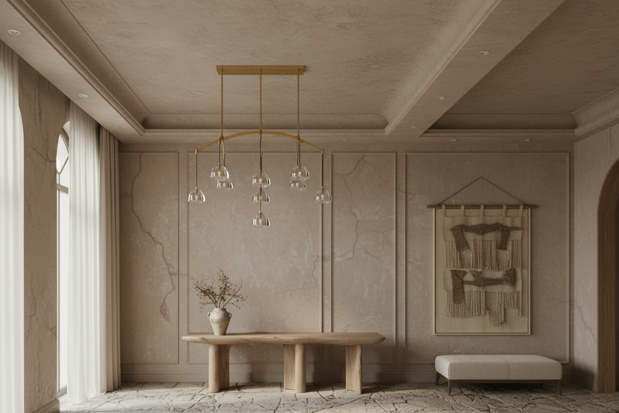 LAMPADARIO LINEARE IN VETRO E OTTONE | CLHRH5820L