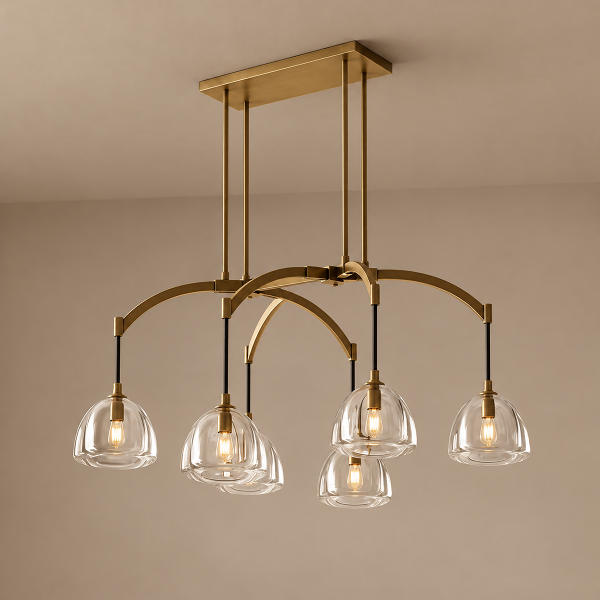 Linear Chandelier - Hand-blown Glass Drops Casalola Lights Luxury Lamps for Interior Designers