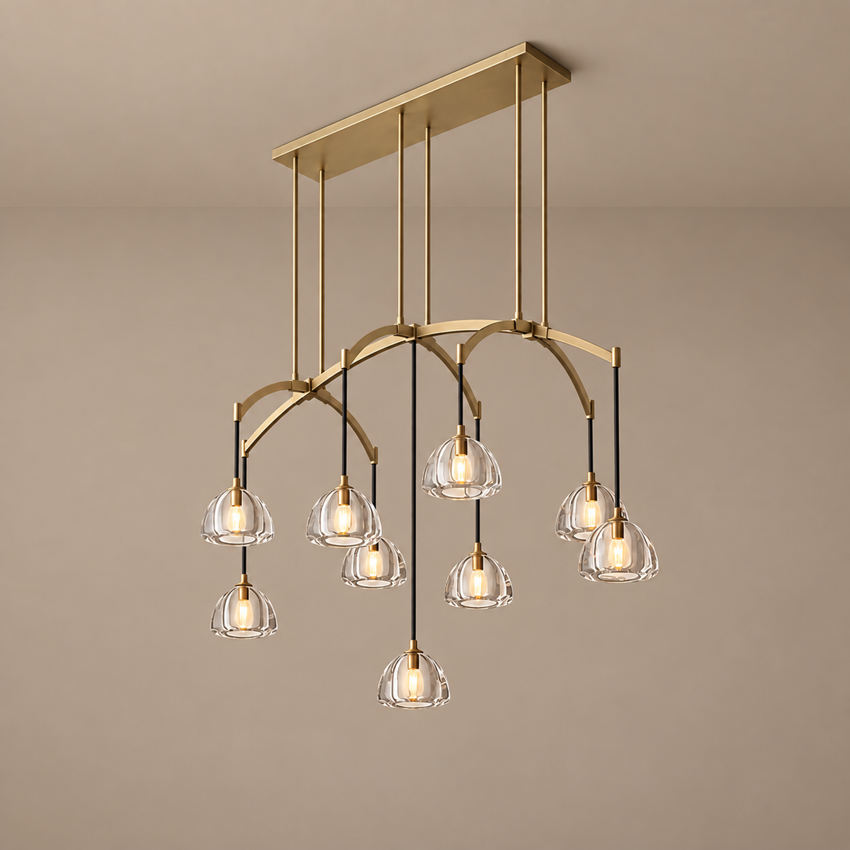 Linear Chandelier - Hand-blown Glass Drops Casalola Lights Luxury Lamps for Interior Designers