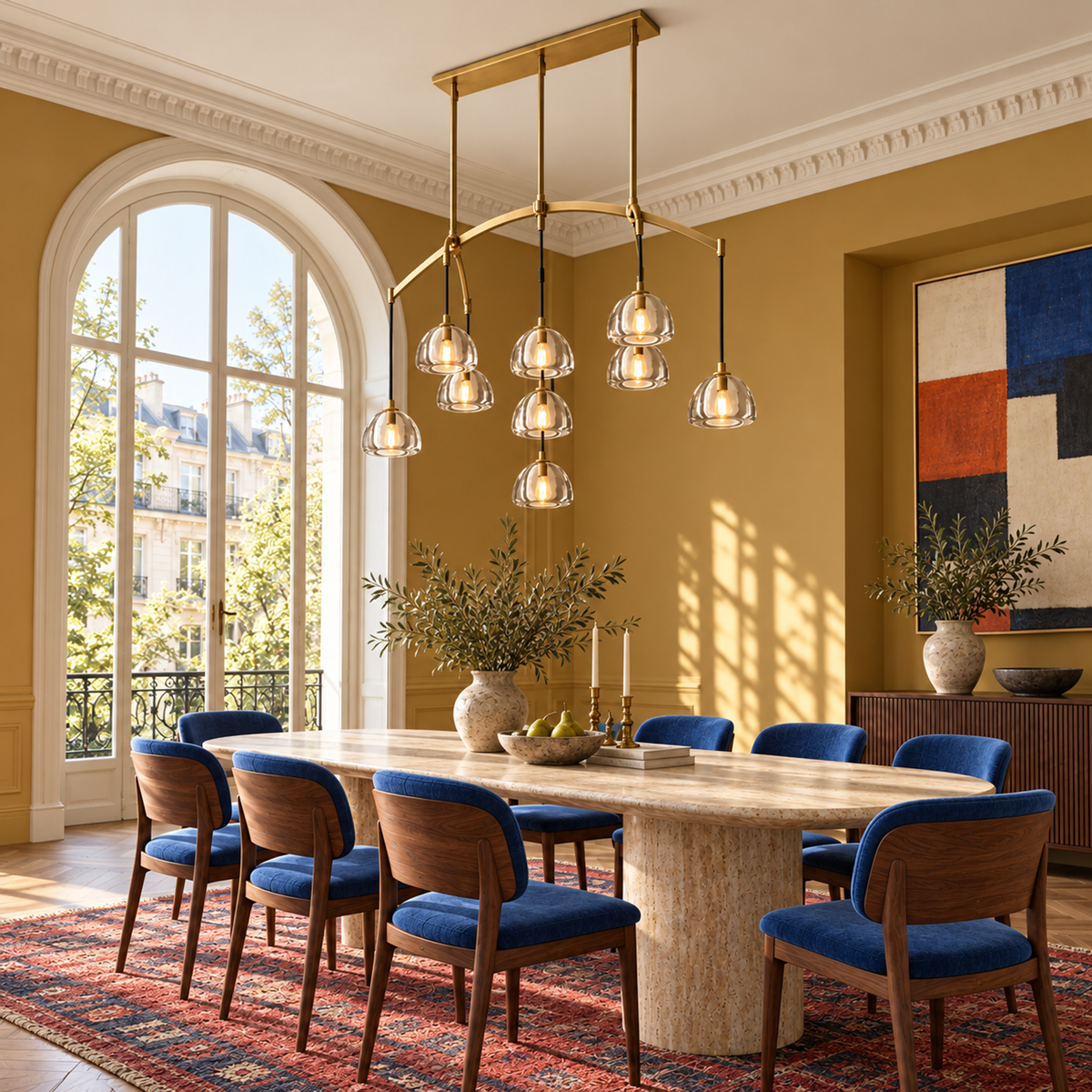 Linear Chandelier - Hand-blown Glass Drops Casalola Lights Luxury Lamps for Interior Designers