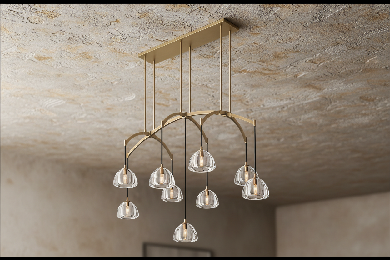 LAMPADARIO LINEARE IN VETRO E OTTONE | CLHRH5820L