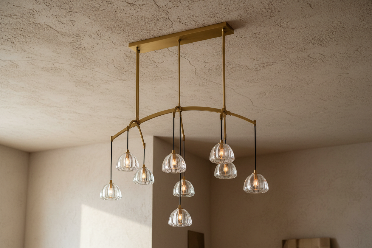LAMPADARIO LINEARE IN VETRO E OTTONE | CLHRH5820L
