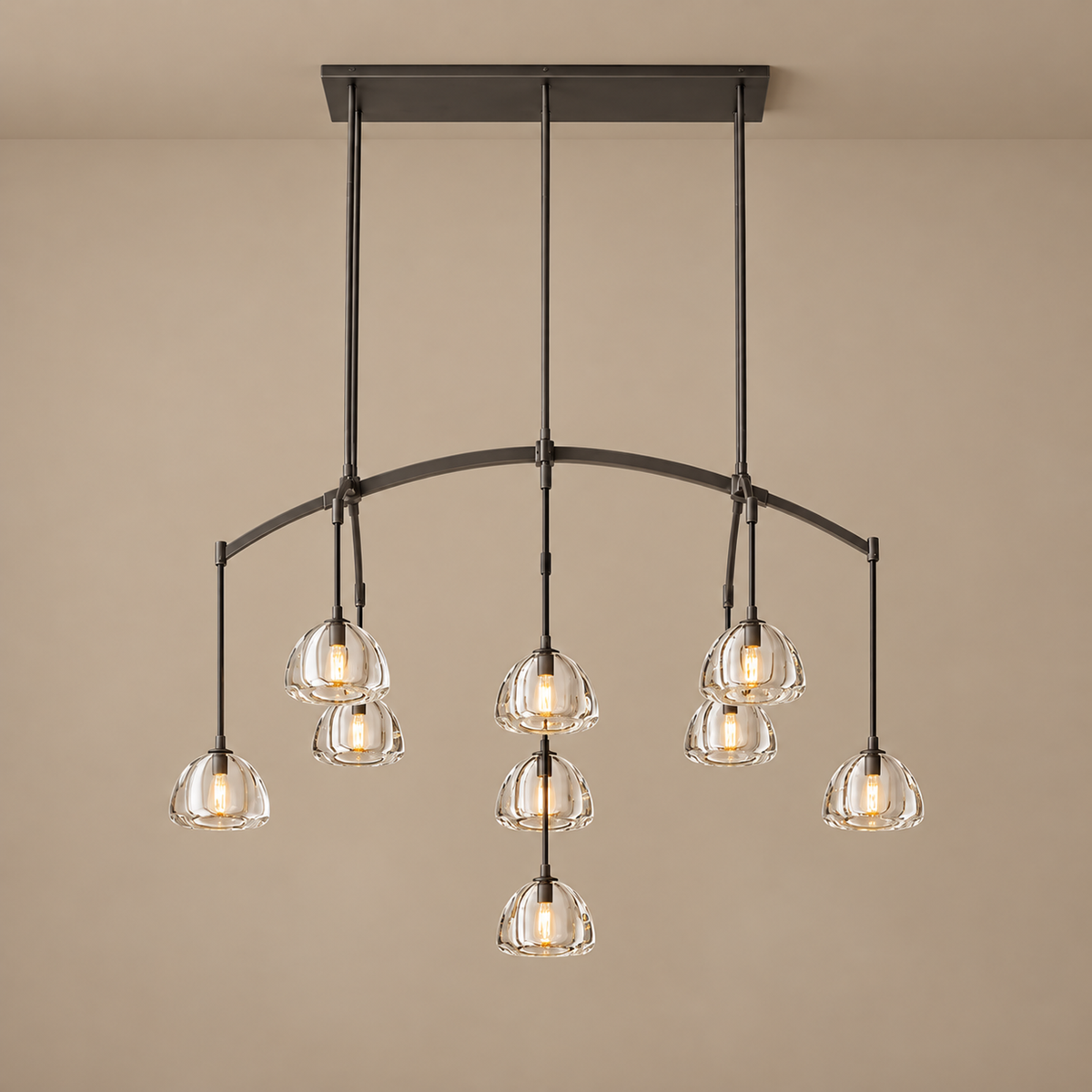 Linear Chandelier - Hand-blown Glass Drops Casalola Lights Luxury Lamps for Interior Designers