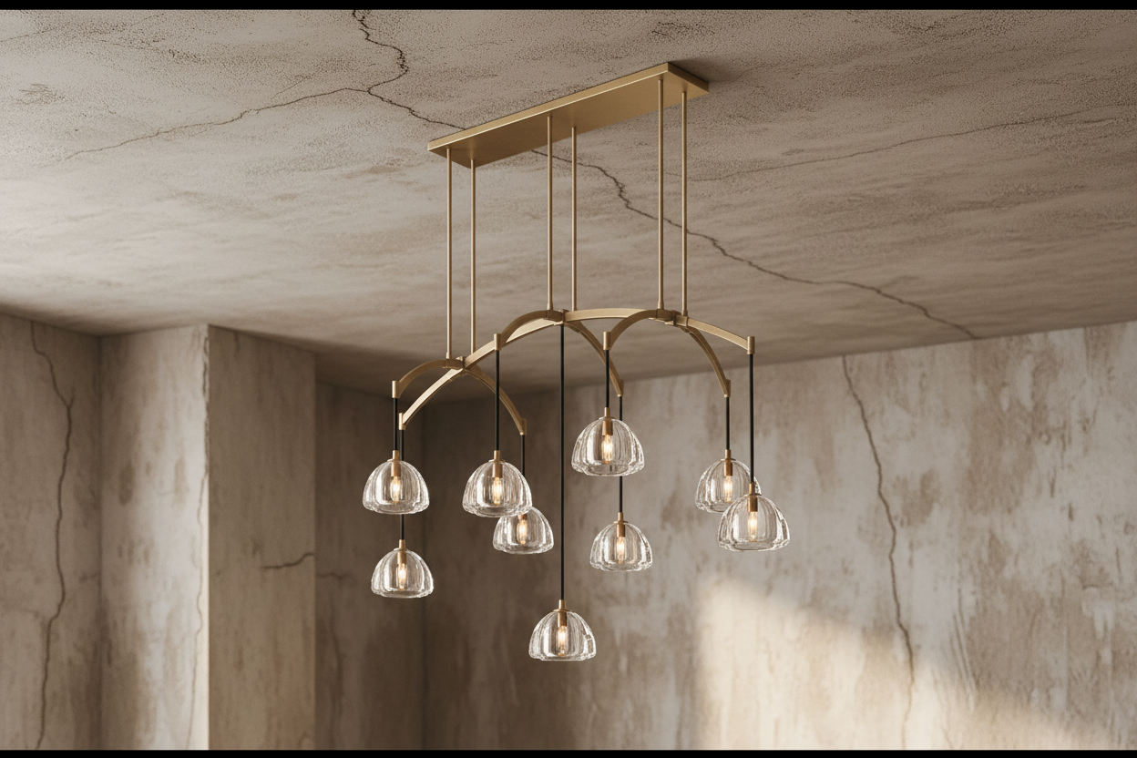 LAMPADARIO LINEARE IN VETRO E OTTONE | CLHRH5820L