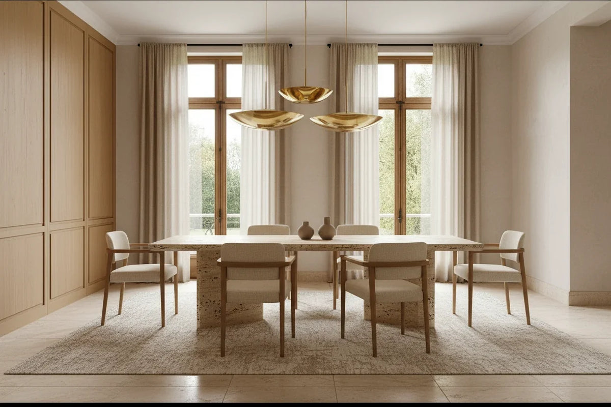 Brass Saucer Pendant Light for Dining Table or Kitchen Island | Low Profile 17.7 23.6 29.5 Inch Casalola Lights Luxury