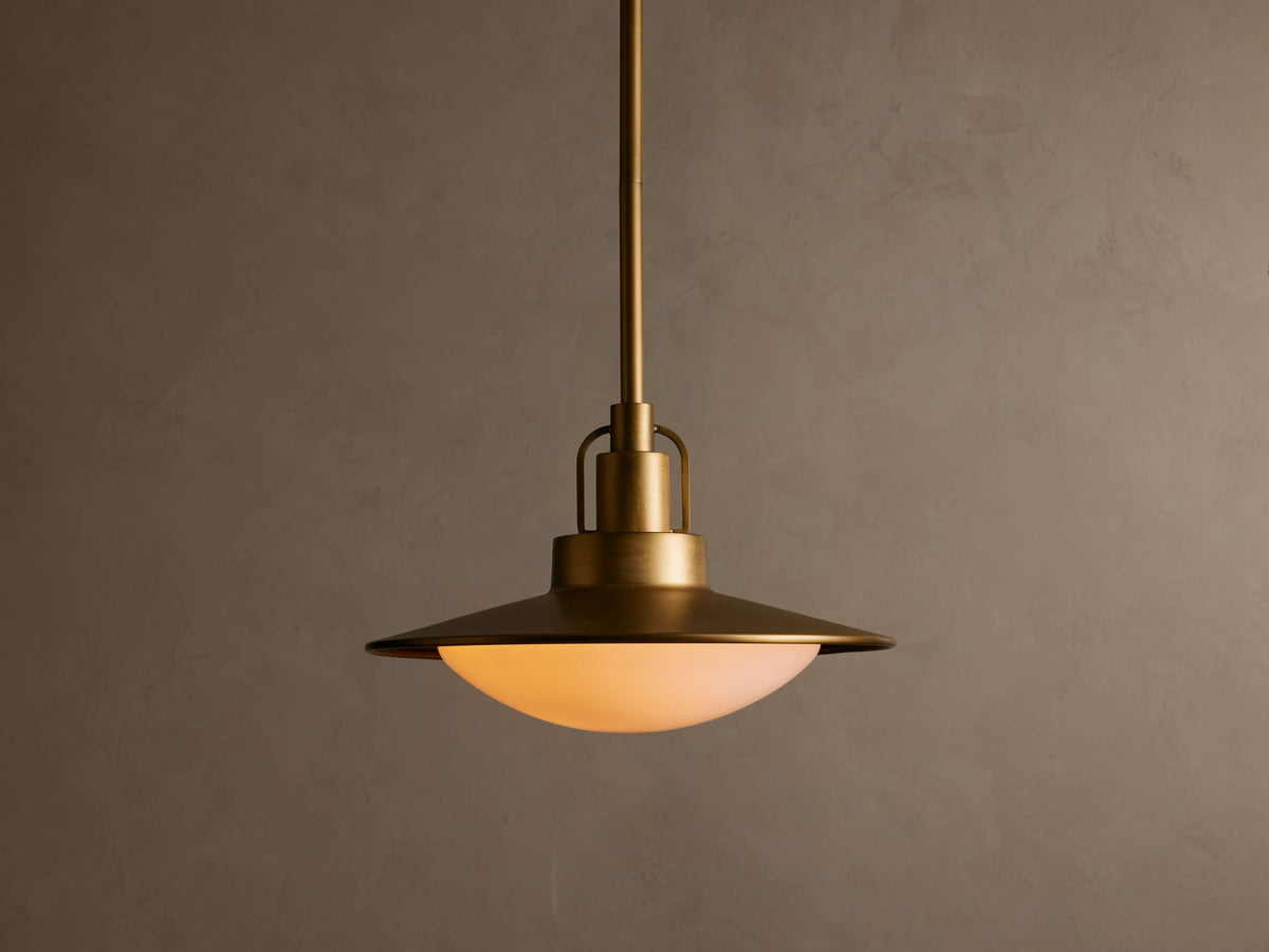 Brass Pendant Light for Kitchen Island & Dining Table | 14 or 24 Inch Saucer Opal Glass Mid-century Casalola Lights