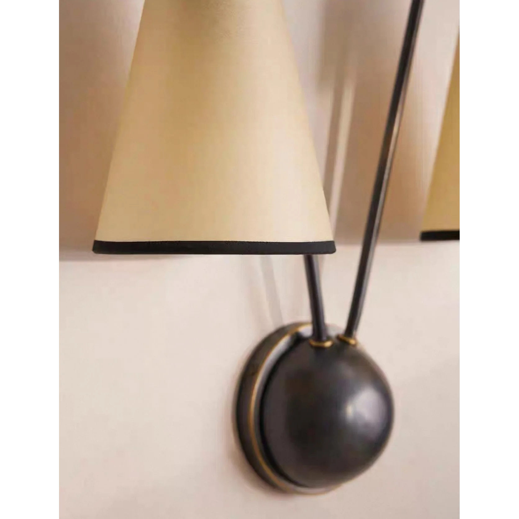 Brass Twin Arm Wall Sconce | Modern Cone Shade for Bedroom or Hallway
