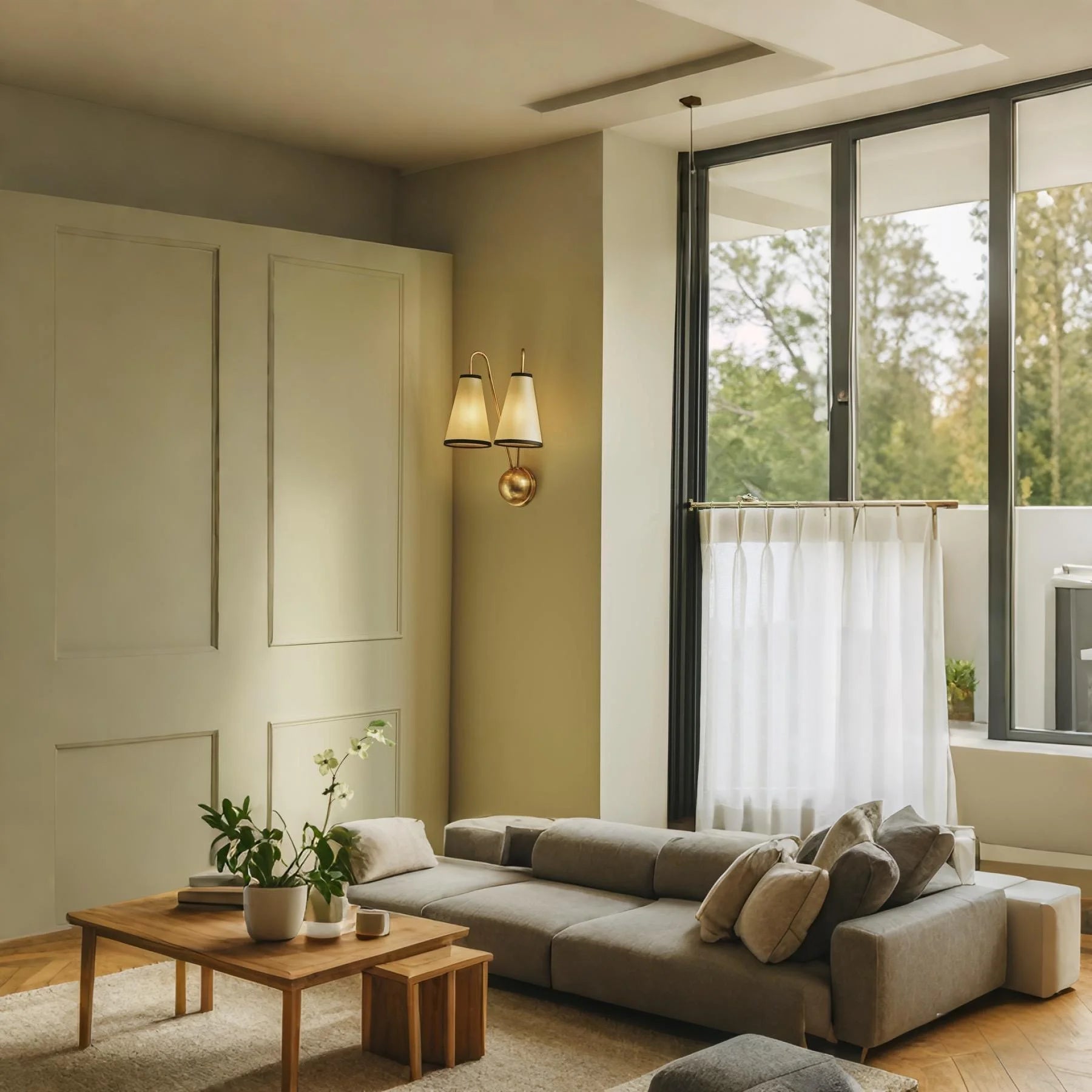 Brass Twin Arm Wall Sconce | Modern Cone Shade for Bedroom or Hallway