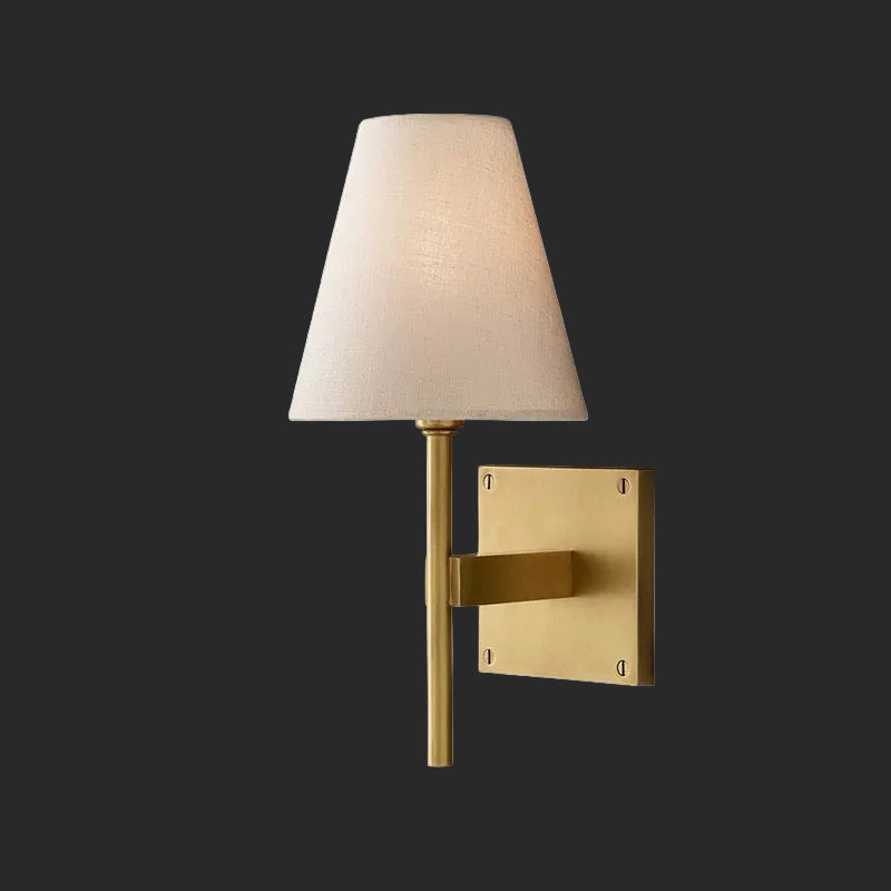 Brass Wall Sconce – Fabric Shade E14 Bedside & Bathroom Vanity Light