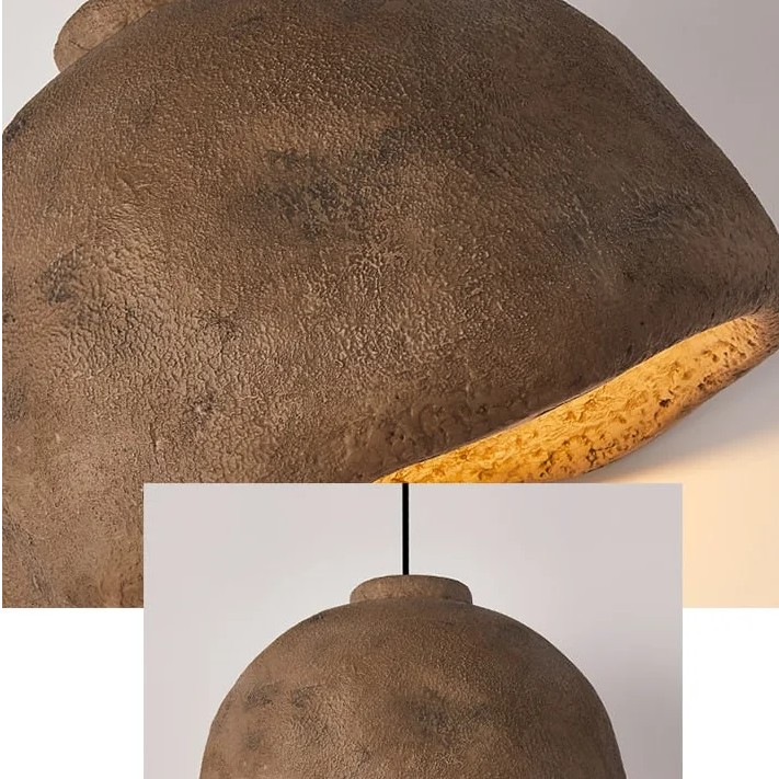 Japandi Wabi-sabi Chandelier | Minimalist Earth-toned Ceramic |artisan Craftsmanship | Lighting for Elegant Interiors