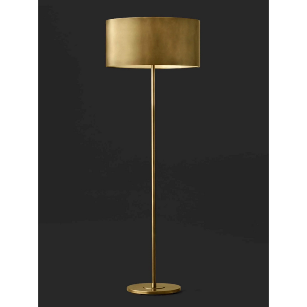 Brushed Brass Floor Lamp Drum Shade | Reading Chair Light E26/e27 Dimmable Option Slim Profile Casalola Lights Luxury