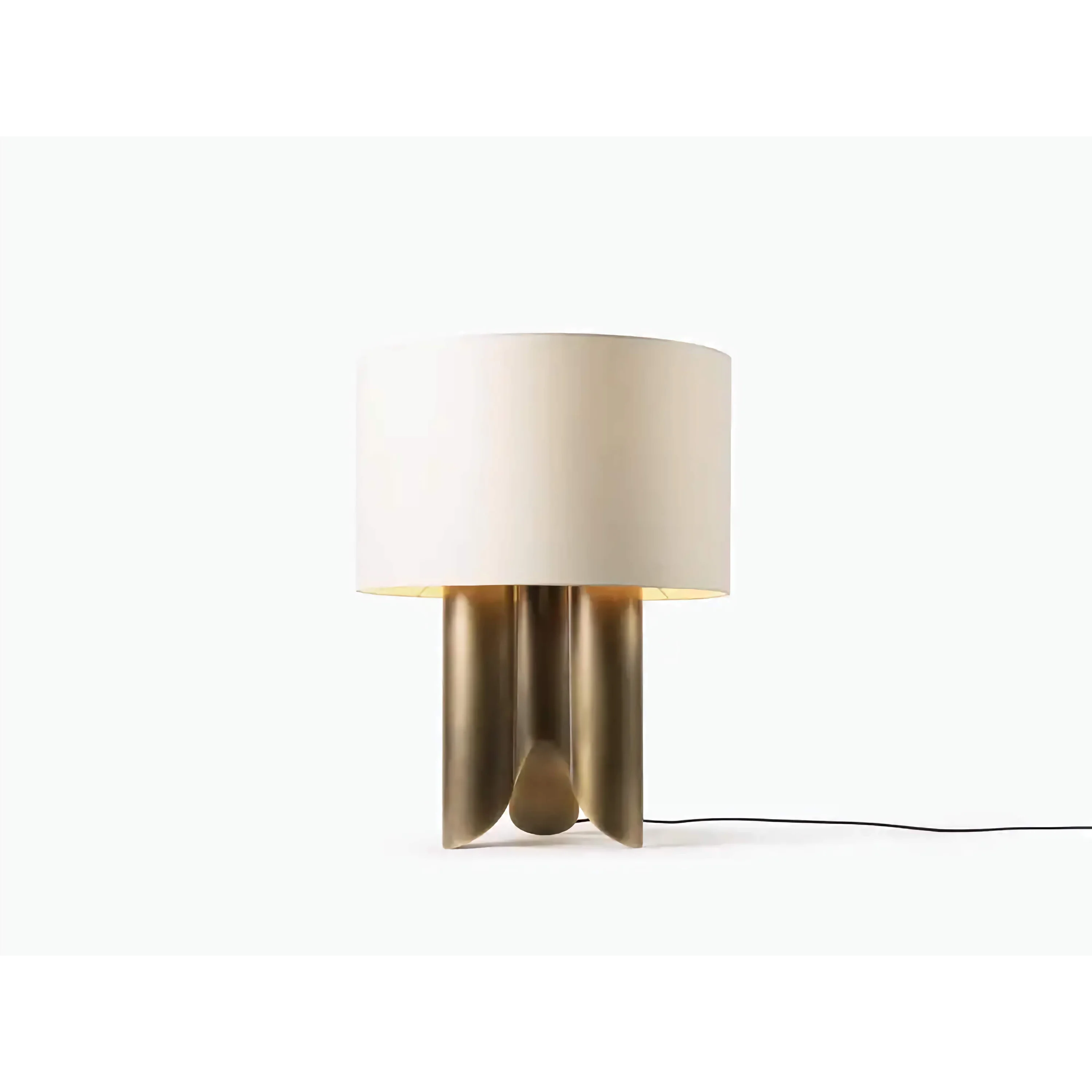 Brushed Copper Base Table Lamp | Drum Shade Modern Accent