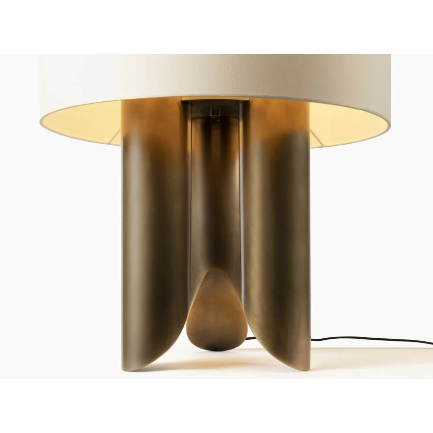 Brushed Copper Base Table Lamp | Drum Shade Modern Accent