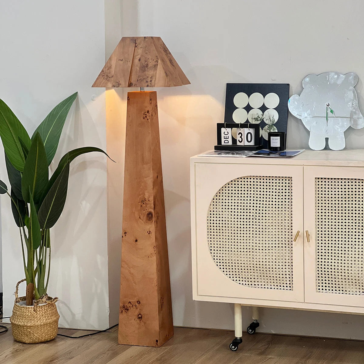 Burlwood Columnar Floor Lamp | Sculptural | Ambient Living Room Lighting