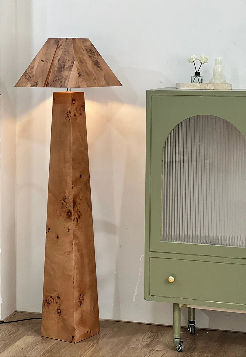 Burlwood Columnar Floor Lamp | Sculptural | Ambient Living Room Lighting