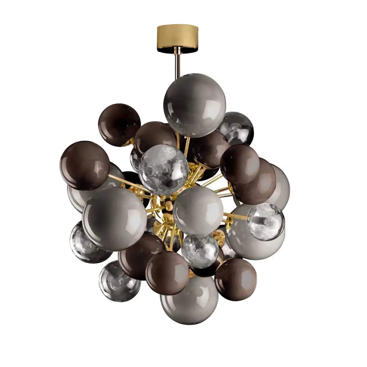 Grey Glass Globe Chandelier 80cm | Hand-blown Sphere & Gold Iron Modern Art Deco Bedroom Casalolalights Luxury Lamps