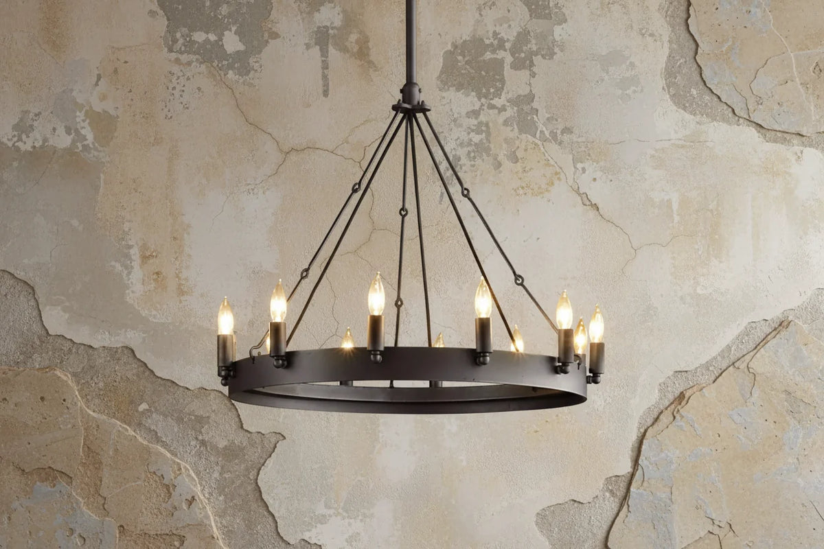 Black Candle Ring Chandelier for Dining Room | Stainless Steel 68 to 155 Cm (27 61 In) 12-34 Lights Casalola Luxury
