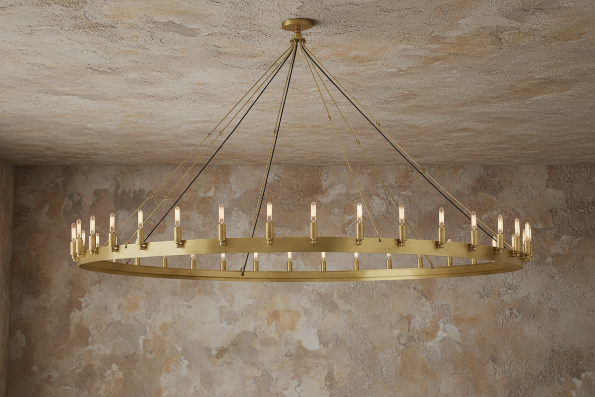 Brass Candle Ring Chandelier for Dining Room | Antique Finish 12 18 26 or 34 Lights E14 Casalola Luxury Lamps Interior