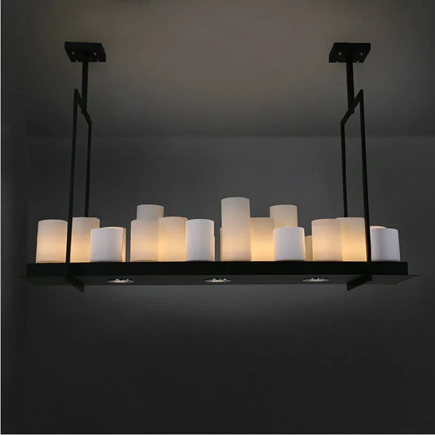 Black Candle Chandelier for Dining Room | Linear Stainless Steel Led Candles 75 to 180 Cm (30 71 In) Casalola Lights