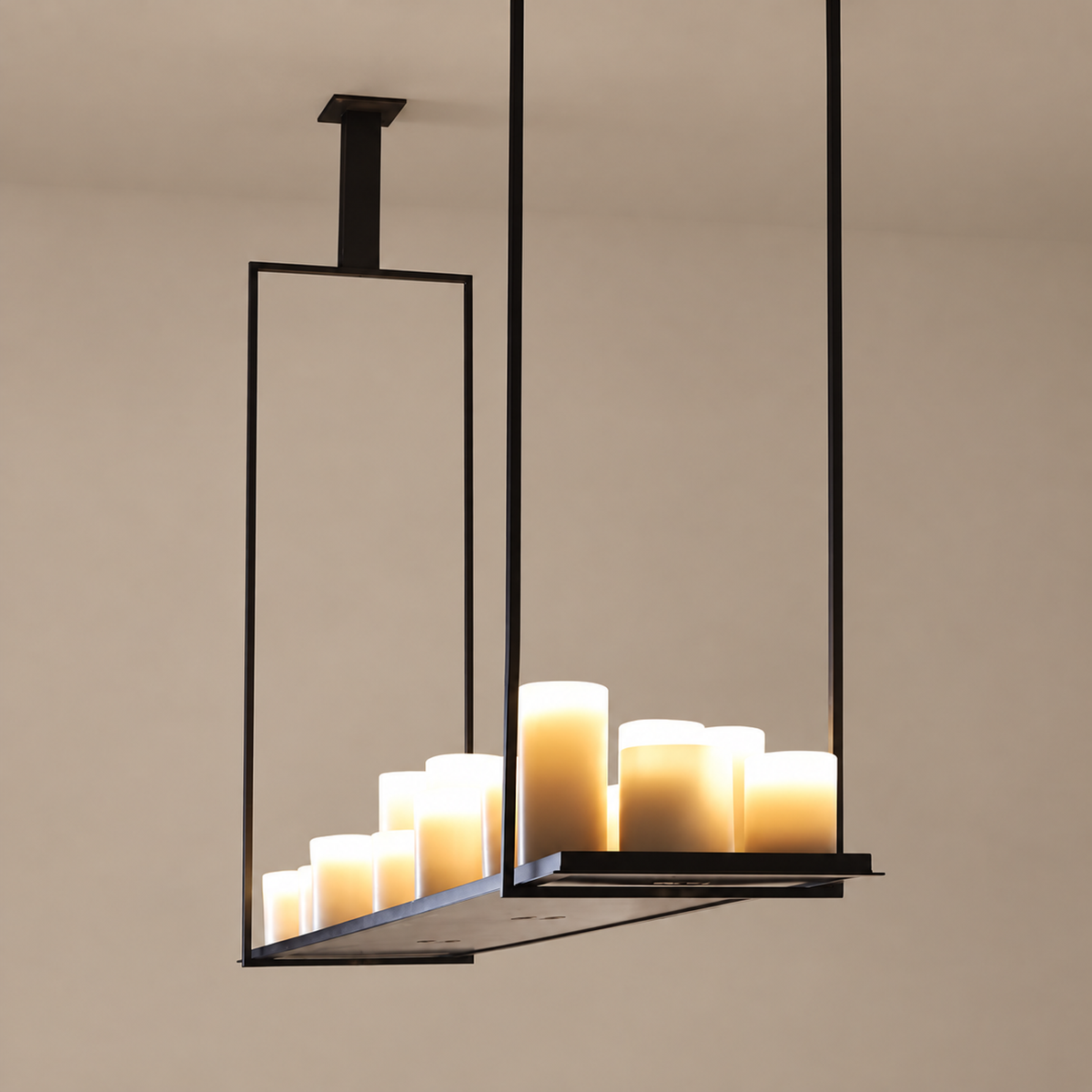 Candle Chandelier - Linear Led Black Frame Casalola Lights Luxury Lamps for Interior Designers