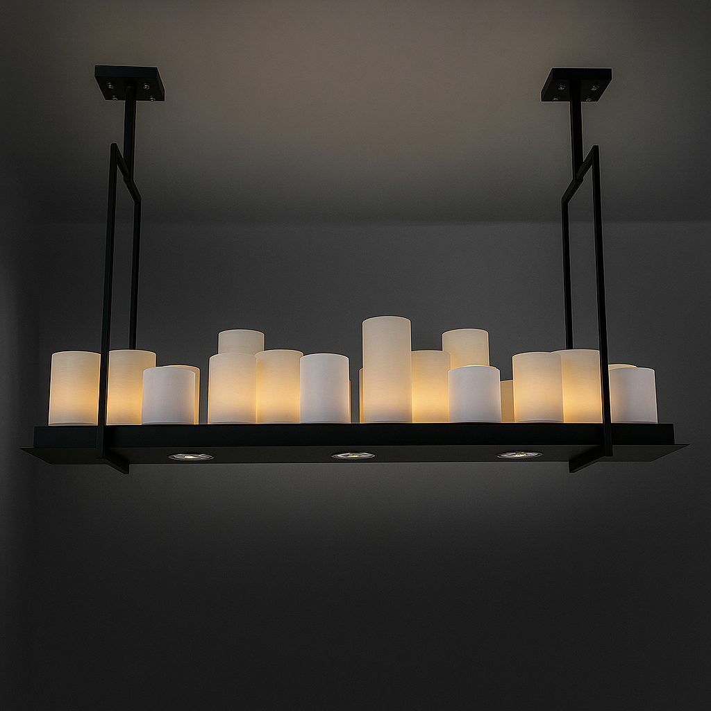 Black Candle Chandelier for Dining Room | Linear Stainless Steel Led Candles 75 to 180 Cm (30 71 In) Casalola Lights