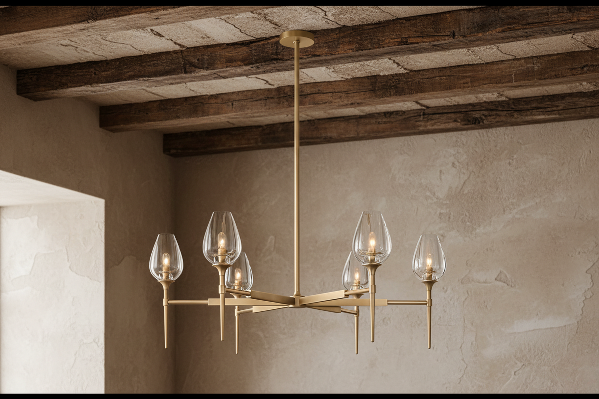 Smoked Glass Chandelier for Dining Room | Tulip Candle Shades Brass or Black 27 42 54 Inch Wide Casalola Lights Luxury