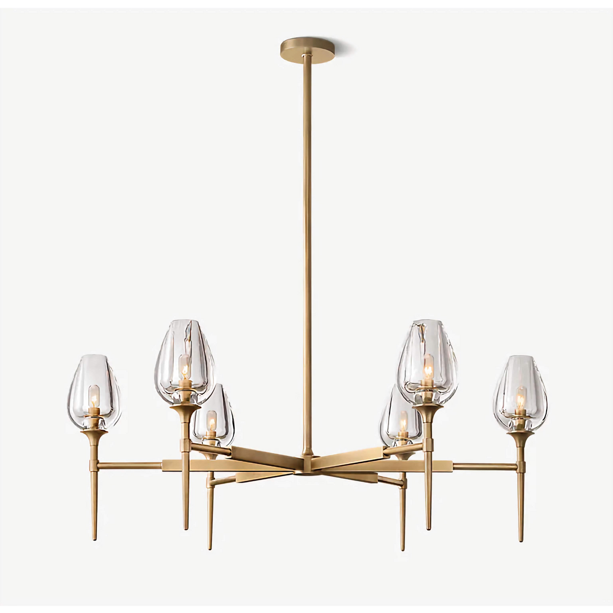 Smoked Glass Chandelier for Dining Room | Tulip Candle Shades Brass or Black 27 42 54 Inch Wide Casalola Lights Luxury