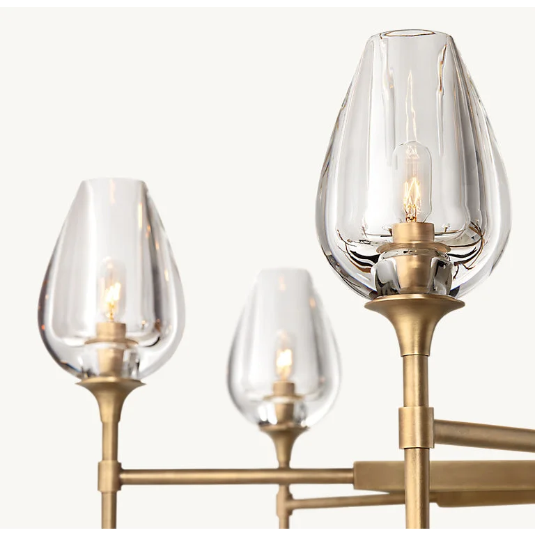 Smoked Glass Chandelier for Dining Room | Tulip Candle Shades Brass or Black 27 42 54 Inch Wide Casalola Lights Luxury