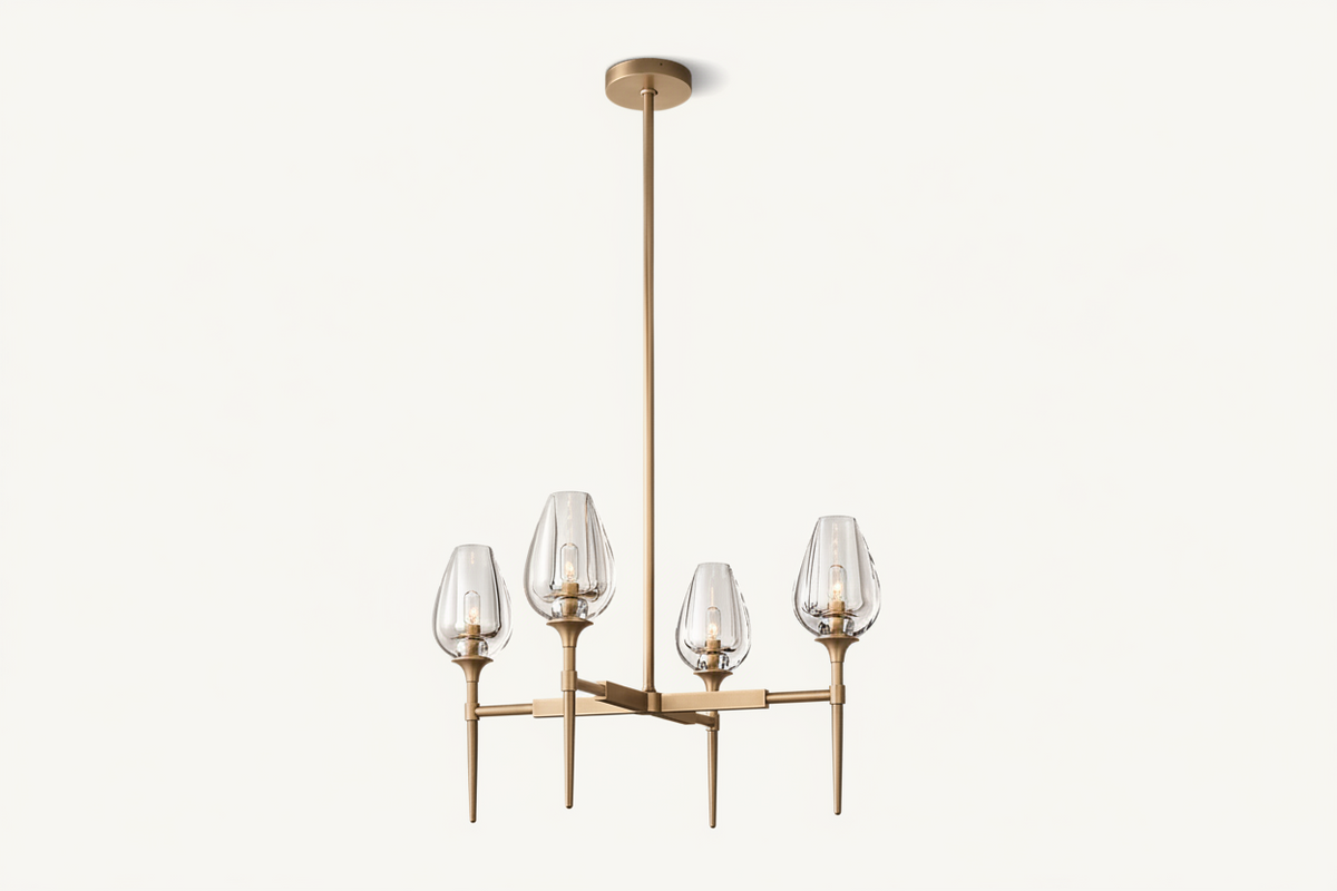 Smoked Glass Chandelier for Dining Room | Tulip Candle Shades Brass or Black 27 42 54 Inch Wide Casalola Lights Luxury