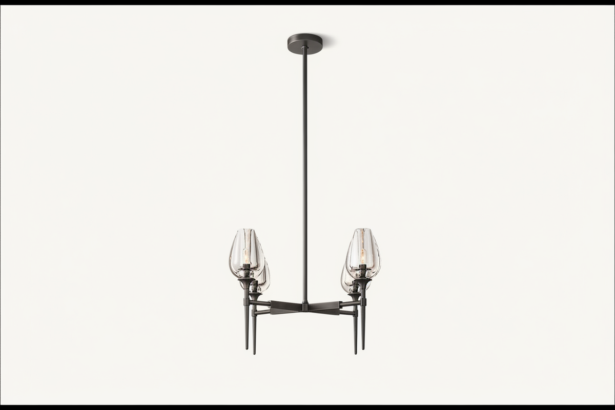 Smoked Glass Chandelier for Dining Room | Tulip Candle Shades Brass or Black 27 42 54 Inch Wide Casalola Lights Luxury
