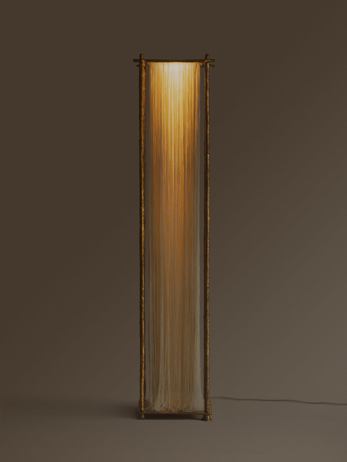 Silk Tassel 4 Light Floor Lamp Brass Tone | Tall 183cm Art Deco Column G9 Lamps Narrow 35cm Profile Casalola Lights