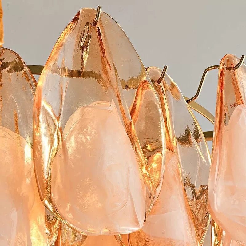 Art Deco Glass and Brass Chandelier for Dining Room Round Modern Ceiling Light in 60 Cm or 80 Size Casalolalights