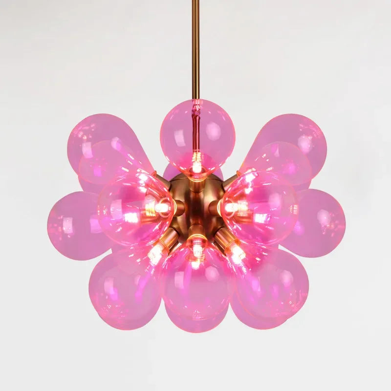 Eclectic Chandelier | Contemporary Hand-blown Glass | Luxury Flush Mount Installation