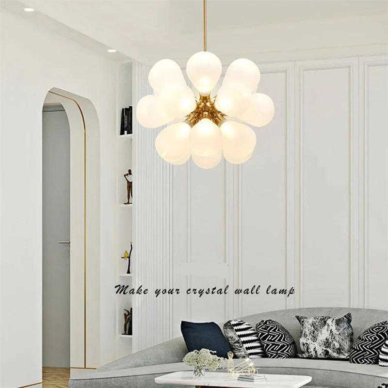 Eclectic Chandelier | Contemporary Hand-blown Glass | Luxury Flush Mount Installation