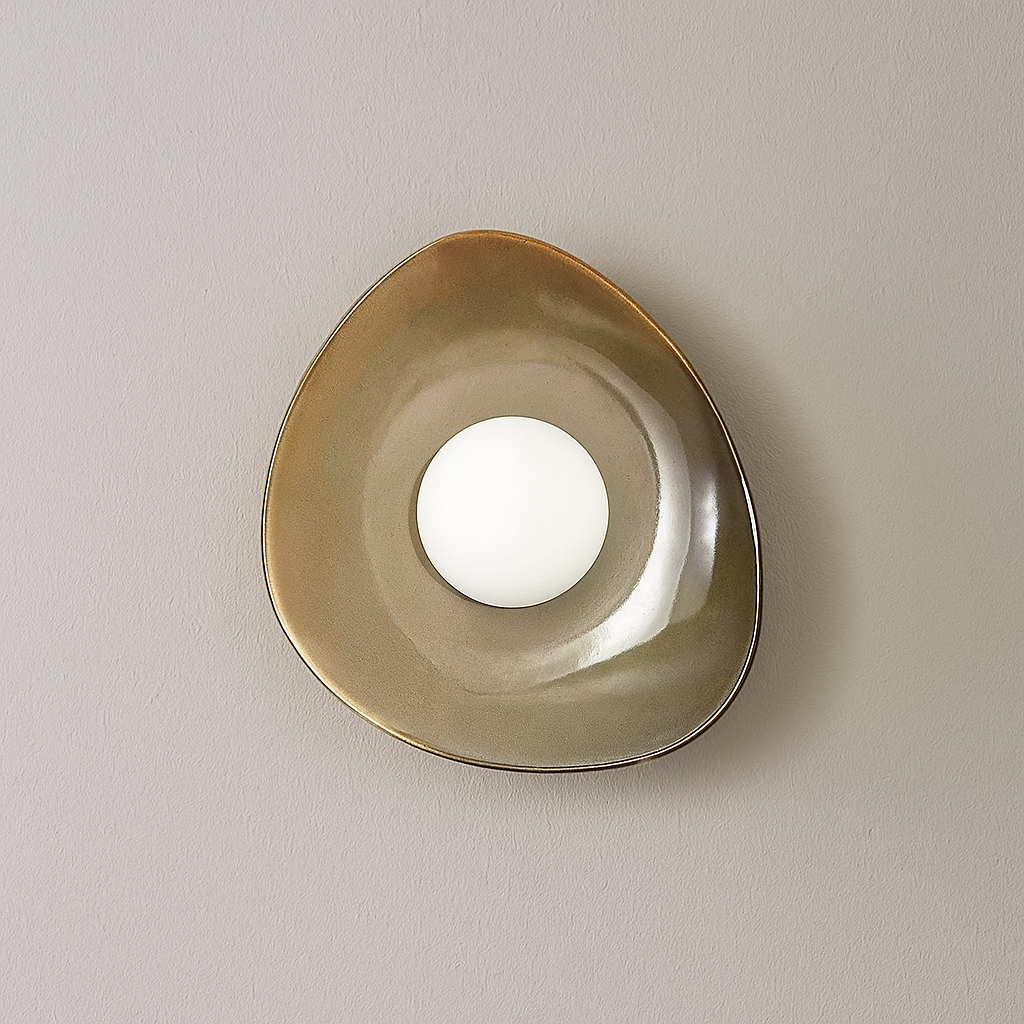 Ceramic & Matte Glass Globe Wall Sconce Gold Glaze | Bedroom Pair Hallway Wabi Sabi G9 2700k Casalola Lights Luxury