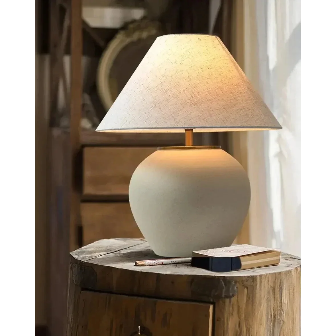 Luxury Ceramic Led Table Lamp | Polished Chrome Finish | Japandi Minimalism