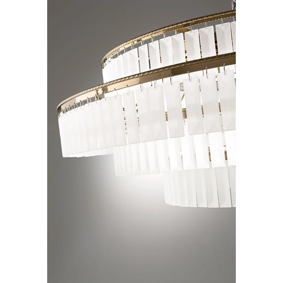 Tiered Crystal Drum Dining Room Chandelier | Modern Semi Flush Brass Pendant Lighting Statement Fixture