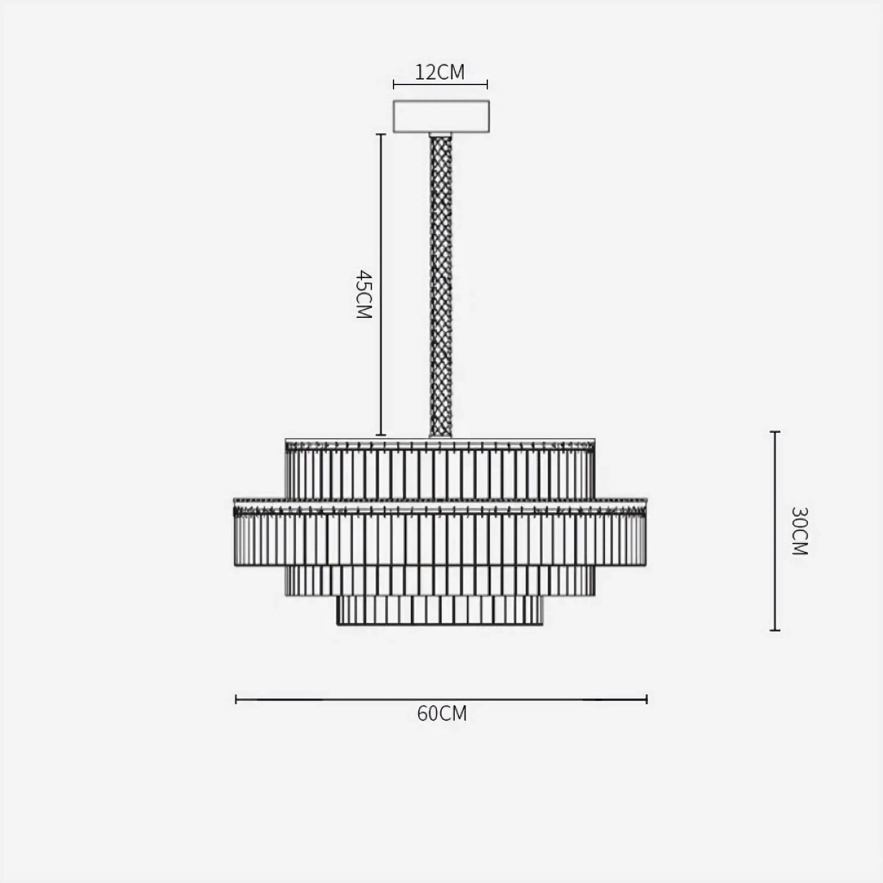 Tiered Crystal Drum Dining Room Chandelier | Modern Semi Flush Brass Pendant Lighting Statement Fixture